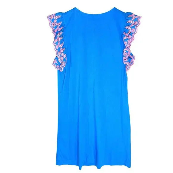LILLY PULITZER Women’s Ave dress Blue with Pink Ruffle Eyelet small - Picture 6 of 6